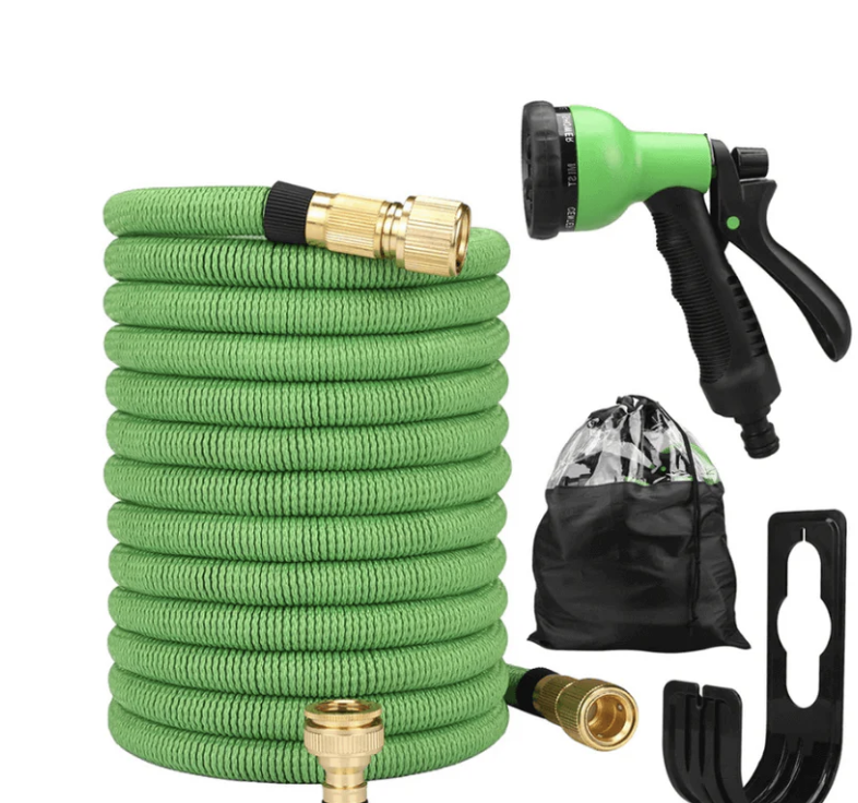 NaturWide AquaFlex Pro Komplett-Set — Schlauch, 7-Funktions-Sprühpistole, Tragetasche und Wandhalter